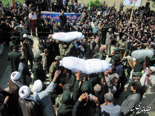 تشییع و خاکسپاری دو شهید غواص و گمنام در نوکنده