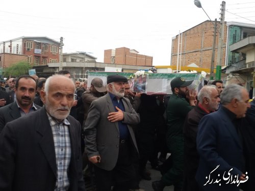 مراسم با شکوه  تشییع  و خاکسپاری پیکر شهید جانباز " الیاس عسگری  "  در شهرستان بندرگز
